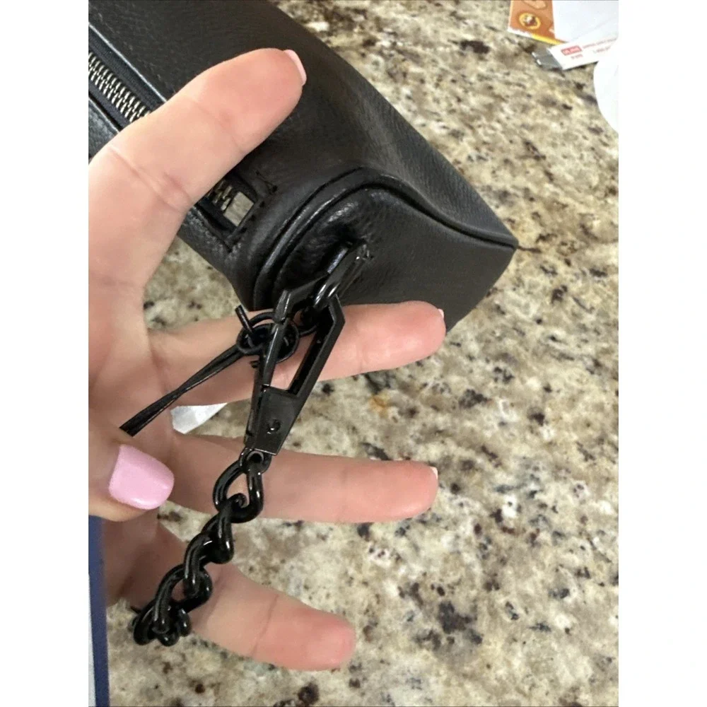 REBECCA MINKOFF Zip Mini Leather Black Crossbody Bag‎ Purse 195msrp NWT  4109
